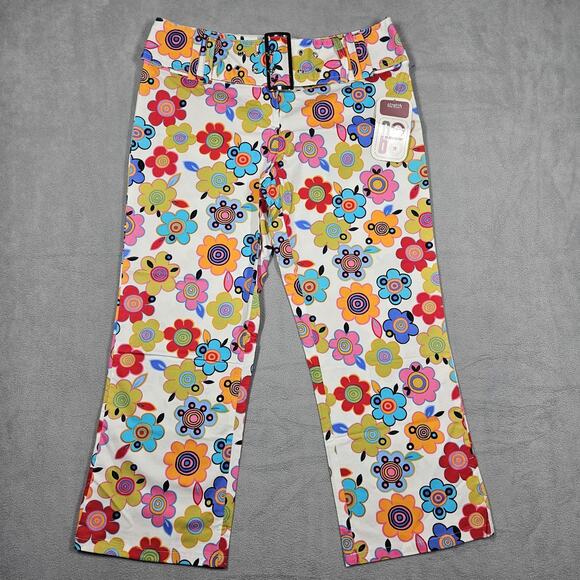 Vintage Y2K Nobo Capris Juniors Sz 7 Floral Lowrise Stretch Hippie Festival NOS - Picture 1 of 14